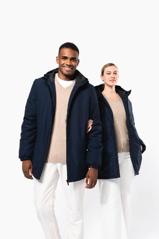 Parka à capuche recyclée unisexe - Réf: K6152 - 100% polyester, déperlant, intérieur matelassé_0