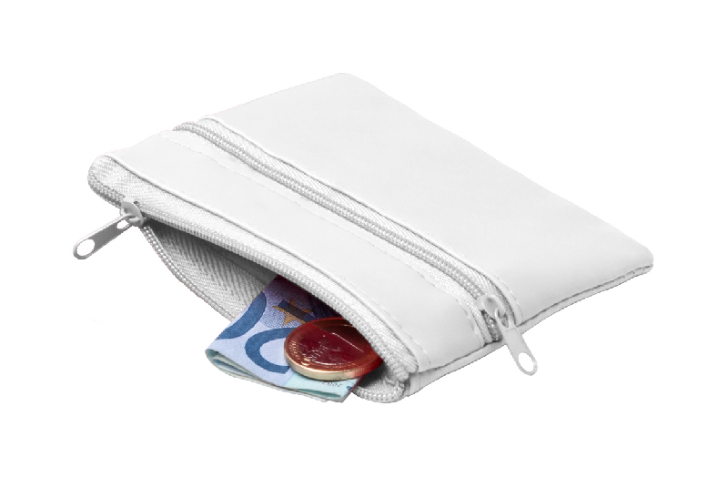 Porte-monnaie avec zip en microfibre - couleur blanche - 16g_0