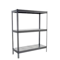 PROREGAL Étagère pour charges lourdes METAL BEAST THREE | HxLxP 150x150x60cm | 3 niveaux | Charge du compartiment 600kg | Gris - gris métal PR_RS15_0