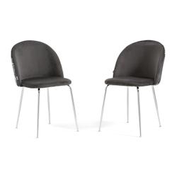 RATTATAN Lot de 2 chaises en velours décoratif d’intérieur, pieds en métal, design élégant pour cuisine, salle à manger, restaurant – Sara _0