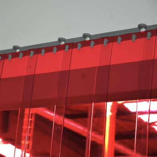 Rideau à lanières PVC standard rouge transparent - recouvrement 50% - températures de -15°C à 50°C_0
