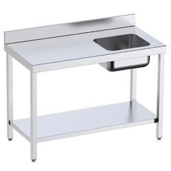 Table de chef 1 évier à droite 1 étagère - 1200x700x850 mm - 1M2107ED Eurast - inox 1M2107ED_0