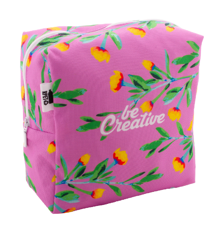Trousse de maquillage personnalisée - forme carrée en polyester RPET 600D - impression sublimation_0