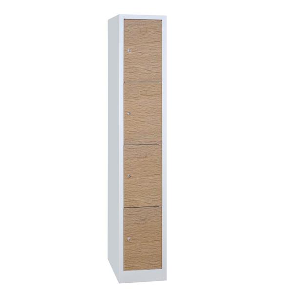 Vestiaire 4 cases superposées portes en bois - Larg. 400 mm_0