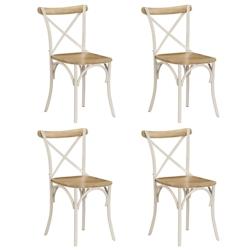 VidaXL Chaises à Dossier Croisé Lot De 4 Blanc Bois De Manguier Massif - blanc 278771_0