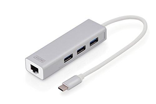 DIGITUS 70255 3 PORT USB HUB TYPE C AVEC GIGABIT ETHERNET, SUPPORTE LE_0