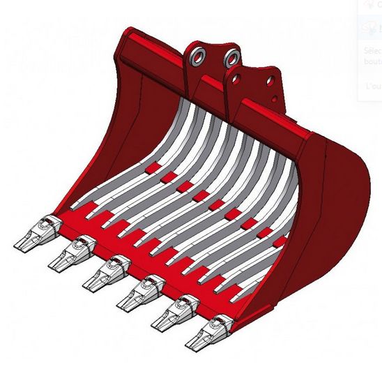 A/r mbi cr40 twin lock godet squelette pour minipelle 2,8-4t - uniter 45 - 900 mm_0