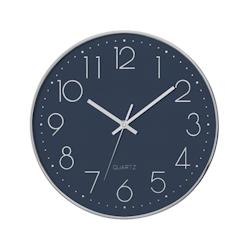 Atmosphera Pendule murale silencieuse contour Argent D 30 cm - bleu 3560234629288_0