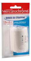 BANDE STRAPPING HYPOALLERGÉNIQUE 2,5M X 6CM MERCUROCHROME - PARAPHARMACIE - PROTÉGER