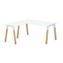 Bureau d'angle avec retour simple L 160 x P 160 piètement métal et bois, plateau blanc - Arch_0