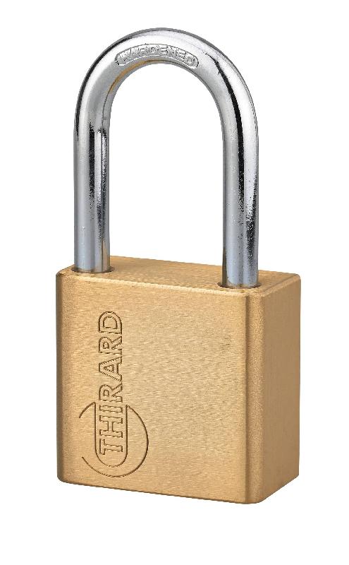 Cadenas à clé CP 50mm Thirard - Corps laiton, anse acier cémenté, sans cylindre, garantie 10 ans_0