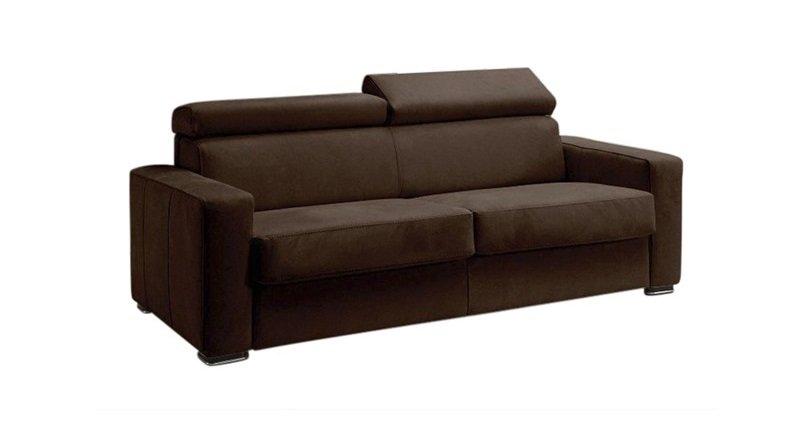 CANAPÉ EXPRESS MELBOURNE  COUCHAGE 120 CM MATELAS 18 CM VELOURS  MARRON_0