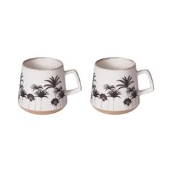 Coffret 2 mugs Palm -  Décoré Rond Grès Table Passion 12x8 cm - multicolore Grès 3106232970252_0