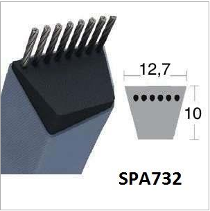 Courroie trapézoïdale lisse SPA0732 - Section 12,7x10mm - Disponibilité immédiate_0