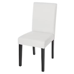 Décoshop26 - Chaise de salle à manger cuisine en synthétique blanc mat pieds en bois foncé design moderne 04_0002343 - blanc 3000270932695_0
