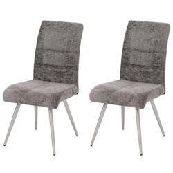 Décoshop26 - Lot de 2 chaises de salle à manger en inox brossé tissu chenille gris foncé 04_0007403 - gris 3000262106462_0