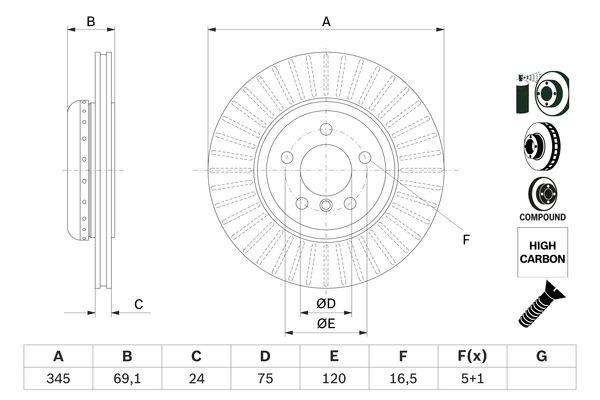 Disque de frein Bosch 0986479E08 - Arrière - ventilé - boîte de 1 disque_0