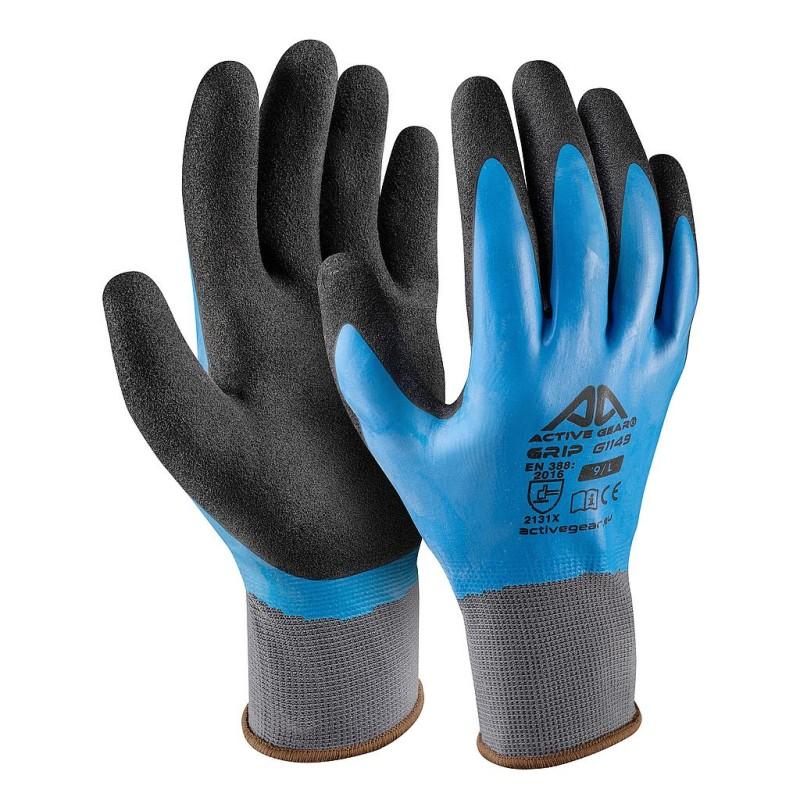 Gants de manutention Active GRIP G1150 - 13G Polyester - Double enduction latex lisse bleu et sablé noir - Normes EN388 2016:2131X_0