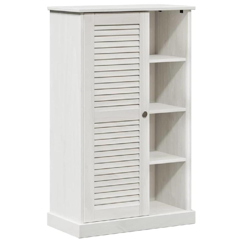 Helloshop26 - Armoire de salle de bain moderne avec 7 étagères 68 x 34 x 110 cm en bois massif blanc 02_0057914 - 3000240290039_0