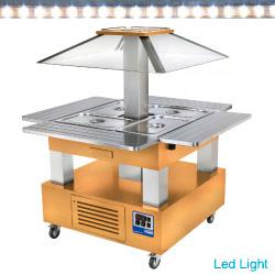 Ilot buffet réfrigéré - Salad bar 4x GN 1/1-150 en bois chêne clair - CSB/4D-D1_0