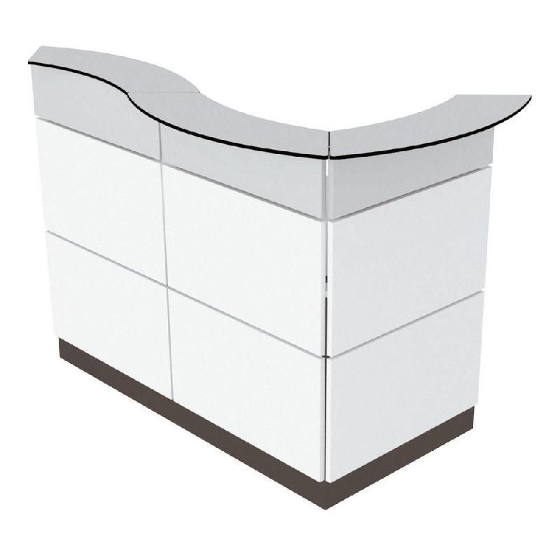 MEUBLE D'ACCUEIL 3 TABLETTES ONDULO  L. 160 X P. 90 CM - BLANC.