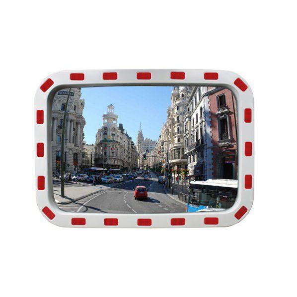 Miroir de surveillance rectangulaire - Distance vision 20m - Bandes réfléchissantes pour visibilité optimale_0