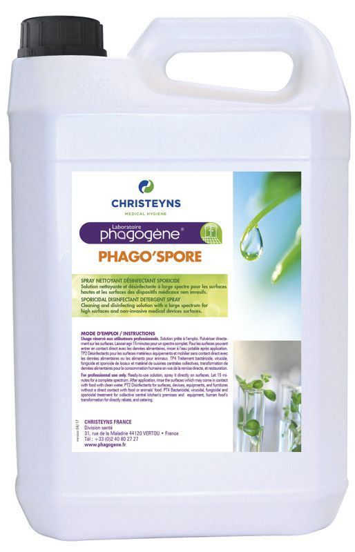 Phagospore nettoyant désinfectant sporicide pour les surfaces hautes bidon 5l_0