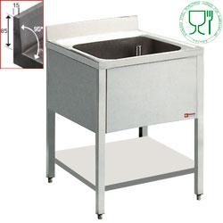 Plonge 1 cuve - Acier inox AISI 304/441 - Dimensions cuve 400x400xh275 mm - Avec tablette inférieure_0