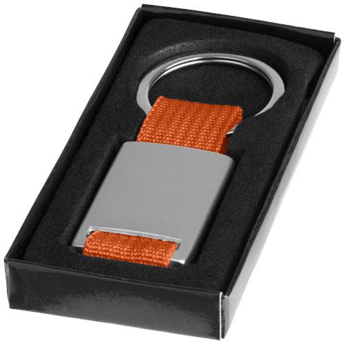 Porte-clé sanglé Alvaro 11810805 - design rectangulaire en aluminium et polyester coloré avec boîte cadeau noire_0