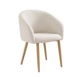 SalesFever Fauteuil | Ensemble de 2 | Revêtement en tissu structuré | Pieds de chaise en métal aspect chêne | L 64,5 x P 58 x H 84cm | Beige–Nat_0