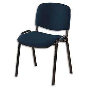 Chaise de conférence iso revêtement tissu non-feu am18 black jet noir, structure 4 pieds métal époxy noir_0