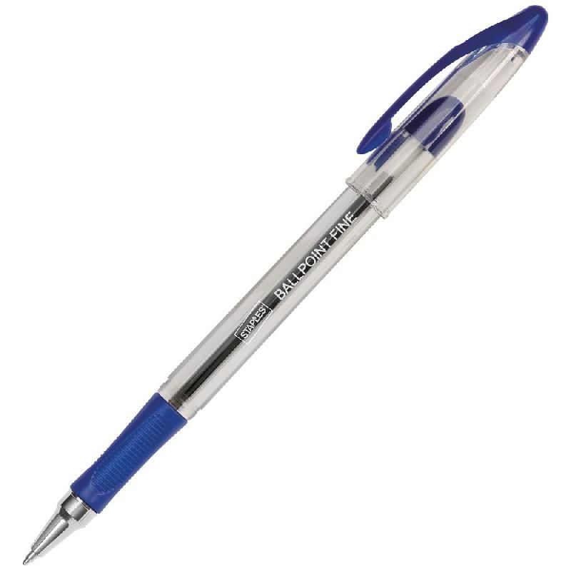 STAPLES STYLO BILLE STAPLES GRIP - 0,5 MM - BLEU (PRIX À L'UNITÉ)