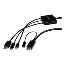 STARTECH.COM CÂBLE ADAPTATEUR USB-C, HDMI OU MINI DISPLAYPORT VERS HDMI DE 2 M - CONVERTISSEUR 3-EN-1 USB TYPE-C HDMI MINI DP VERS HDMI - CÂBLE ADAPTATEUR - MINI DISPLAYPORT / HDMI / USB - 2 M
