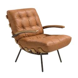 AC ANGEL CERDA Angel Cerdá Fauteuil en cuir marron et frêne 5153C 70 x 91 x 80 - marron fourrure 8435631034933_0