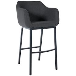 CLP Tabouret de bar Monea feutre avec piètement à quatre pieds Gris/Noir - gris textile 322395_0