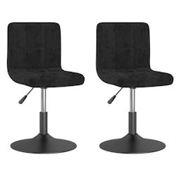 Décoshop26 - Lot de 2 chaises de salle à manger siège pivotant hauteur réglable en velours noir cadre en acier DEC025291 - noir 3000255173556_0