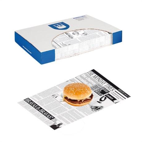 EMBALLAGE INGRAISSABLE POUR HAMBURGERS TIMES 32 G/M² 28X34 CM (VENDU PAR 1000)