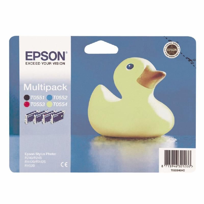 EPSON CARTOUCHE D'ENCRE CANARD T0556 (C13T05564010) - MULTIPACK - COULEUR: NOIR, CYAN, JAUNE, MAGENTA (LOT DE 4 CARTOUCHES)