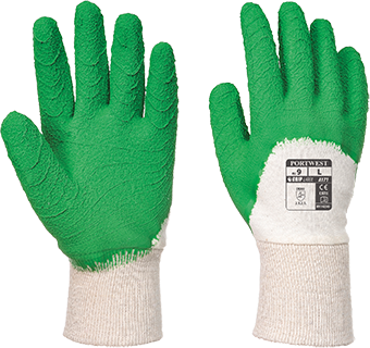 Gants de manutention latex crêpé - dos aéré blanc et vert - modèle A171, taille L_0