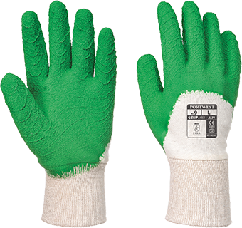 Gant latex crêpé dos aéré blanc vert a171, l_0