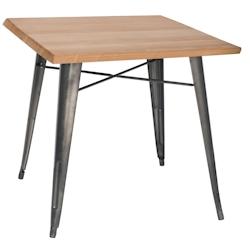 GHP Halenbeek Table de restaurant MONACO, acier et teck, 74 x 76 x 76 cm, gris/marron - gris acier 615016TW_0