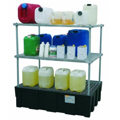 Rayonnage EURO-PE 3 niveaux - Pour huiles, fioul, gasoil, produits chimiques - CEMO - Réf 90645 - 224L_0