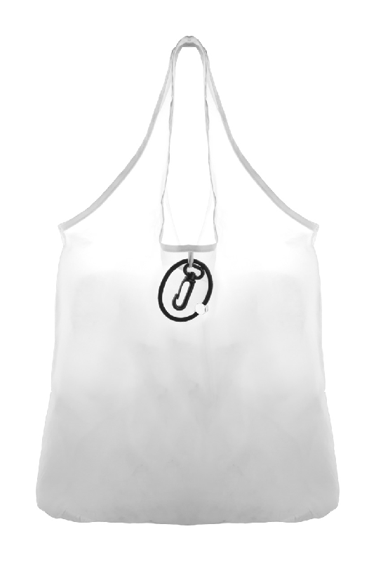 Sac shopping pliable - avec mousqueton en plastique - Polyester 190T - couleur blanc - 28g_0