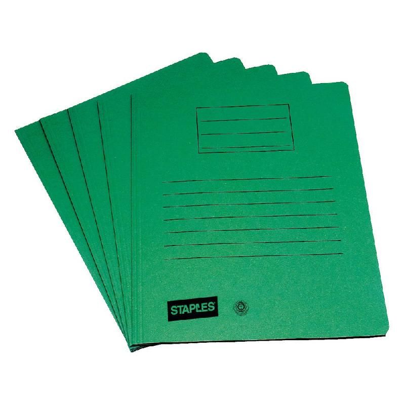 STAPLES CHEMISE 3 RABATS SANS ÉLASTIQUE STAPLES - CARTE 250G - VERT (PRIX À L'UNITÉ)