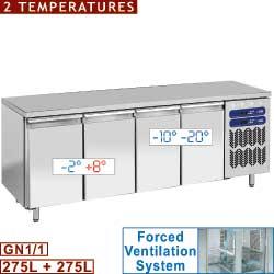 Table frigorifique et congélation   2 témperatures  ventilée  4 portes gn 1/1   tg4mb/l_0