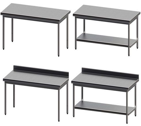Table inox démontable centrale ou adossée à bord rayonné - pieds sur vérins ou roulettes - Sofinor_0