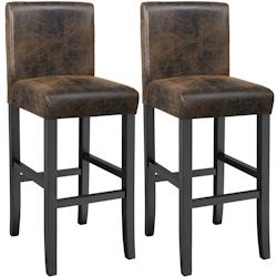 Tectake Chaise de bar - marron foncé, Lot de 2 - 403584 - marron Bois massif 403584_0