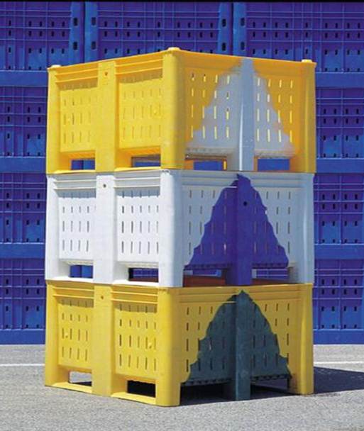 Caisse-palette en plastique monobloc Bi-Color - ajourée ou pleine - qualité alimentaire, robuste et légère_0