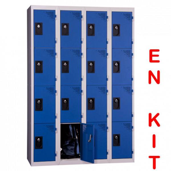 Vestiaire multicases 16 cases - 4 colonnes - bleu - robuste en tôle d'acier 7/10e - Rolléco_0