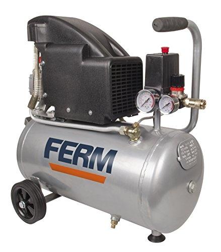 FERM CRM1045 - Compresseur 1,5 CV 1100 W - 24 L - 8 bar - Débit 155 l/min - Noir et Argent_0
